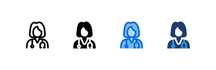 Doctor icon set multiple style collection. Vector illustration.