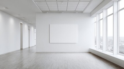 Fototapeta premium a large empty room with a picture on the wall