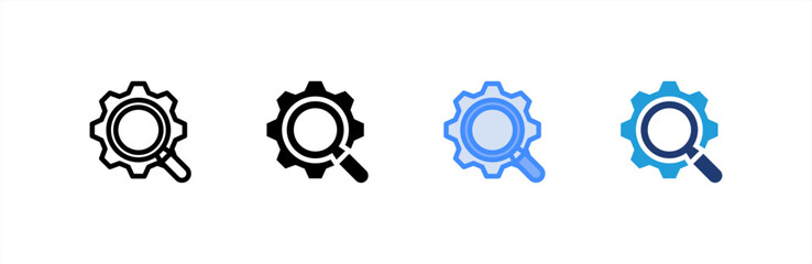Advanced Search icon set multiple style collection. Vector illustration.