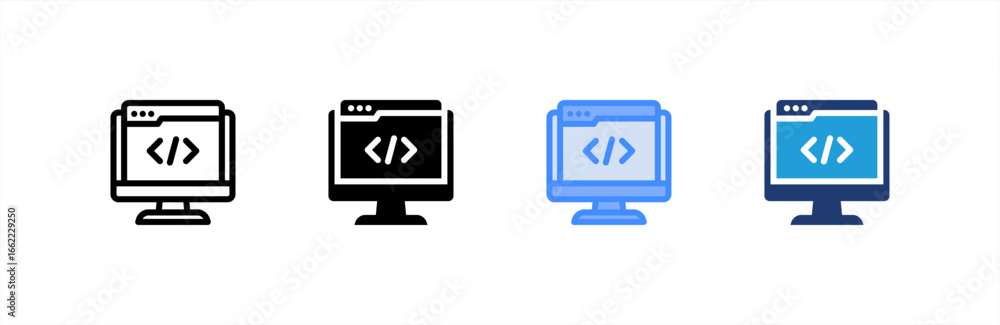Wall mural web development icon set multiple style collection. vector illustration.