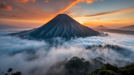 Mount Bromo at Sunrise Sea of Clouds Serene Landscape Asia Indonesia