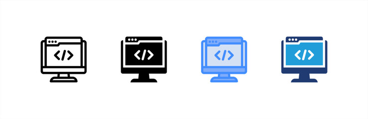 Web Development icon set multiple style collection. Vector illustration.
