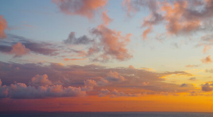 sunset in the middle of the ocean