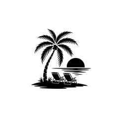Palm tree silhouette vector logo