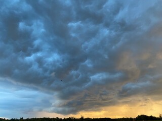 dramatic sky over the field
