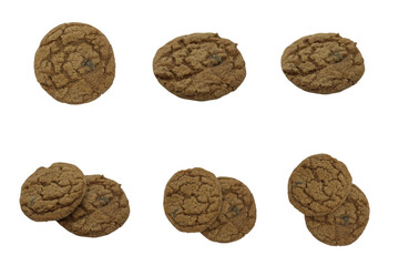 chocolate chip cookies on transparent