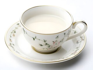 Elegant Two-Toned Porcelain Teacup and Saucer with Floral Design - Fine China for Sophisticated Dining and Home Decor