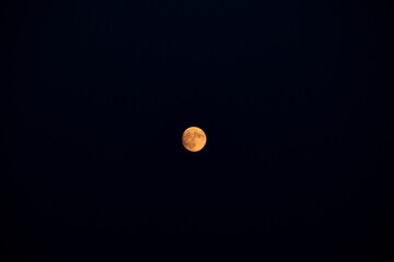 Una luna llena amarilla en la noche