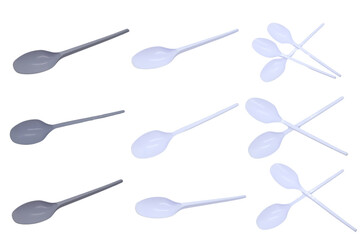 plastic spoon sets isolated on transparent