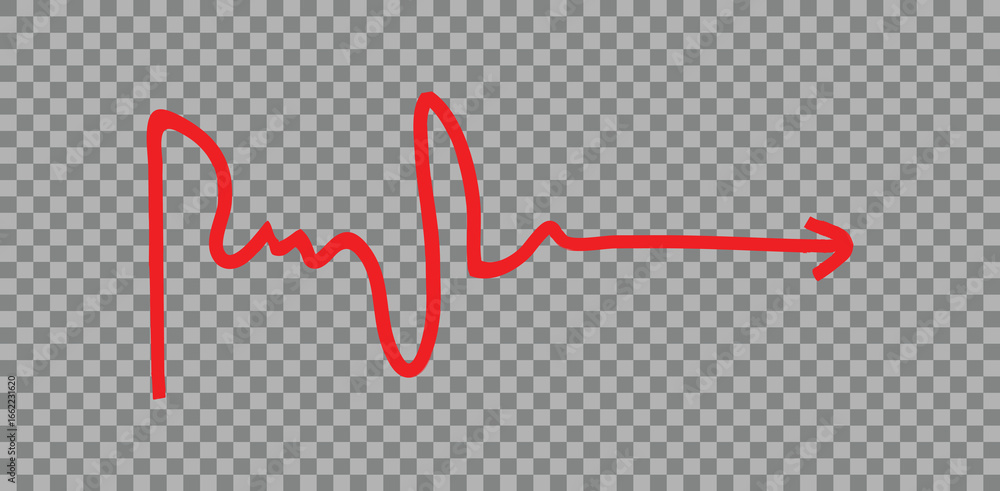 Poster a red line starts vertical and then becomes horizontal with an arrow on a transparent background