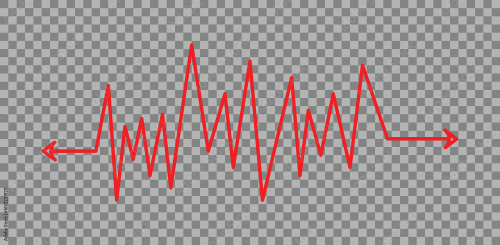 Poster a red zigzag line with arrowheads on each end against a transparent checkered background image art
