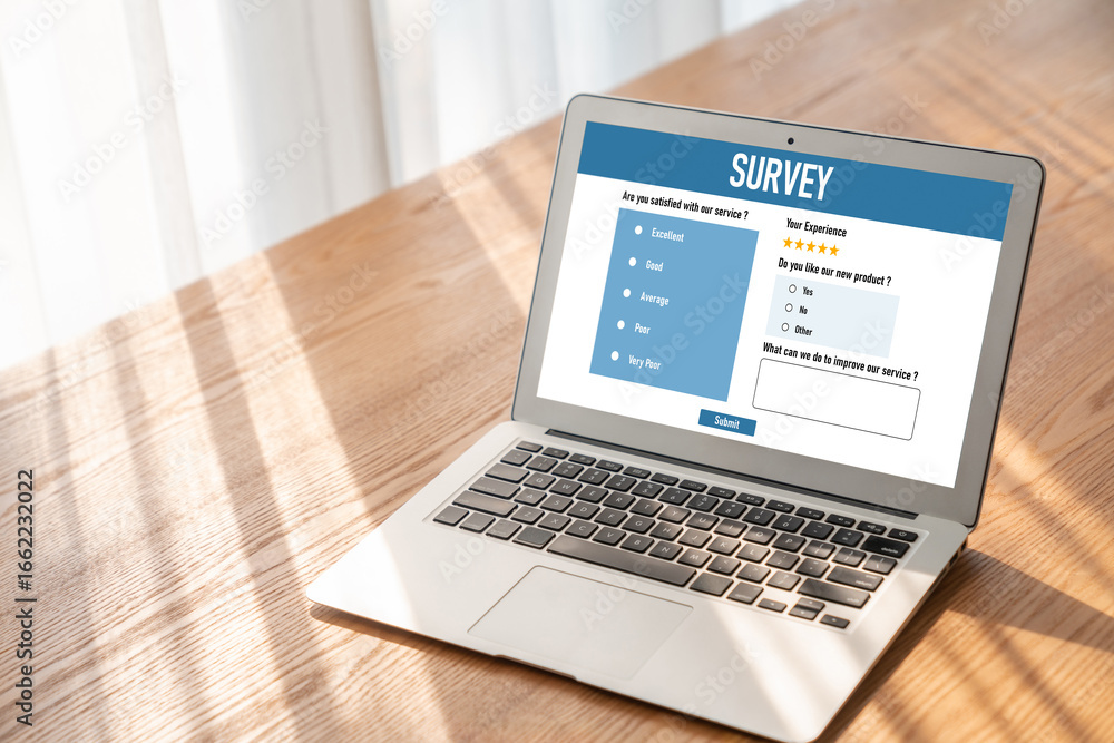 Poster online survey form for modish digital information collection on the internet network