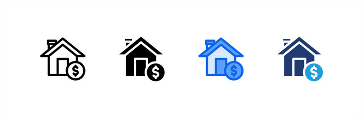 Real Estate icon set multiple style collection. Vector illustration.