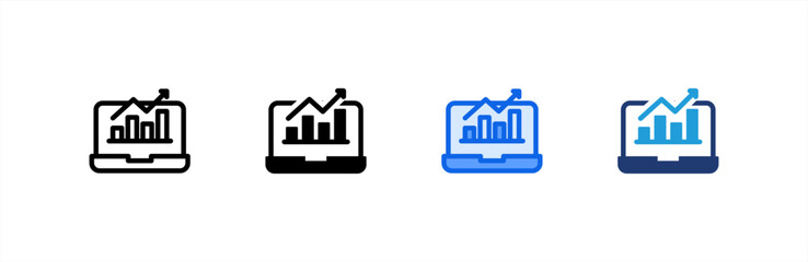 Growth Chart icon set multiple style collection. Vector illustration.