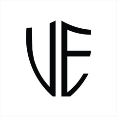 Letter v e logo monogram emblem style with crown Vector Image