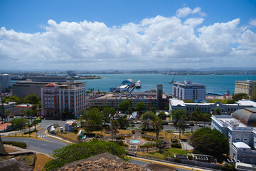 Colorful San Juan cityscape and Caribbean coastline Puerto Rico