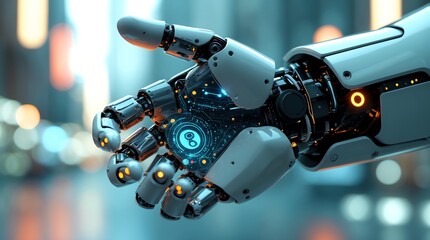 Fototapeta premium Robot Hand AI Connection Technology Futuristic Automation Concept
