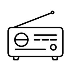 Vintage radio with antenna and dial retro broadcast