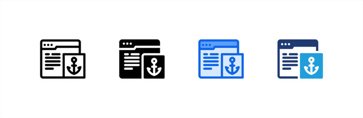 Anchor Text icon set multiple style collection. Vector illustration.