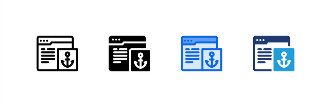 Anchor Text icon set multiple style collection. Vector illustration.