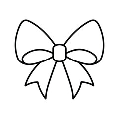 Minimalist Christmas Bow Outline Silhouette Vector for Holiday Design