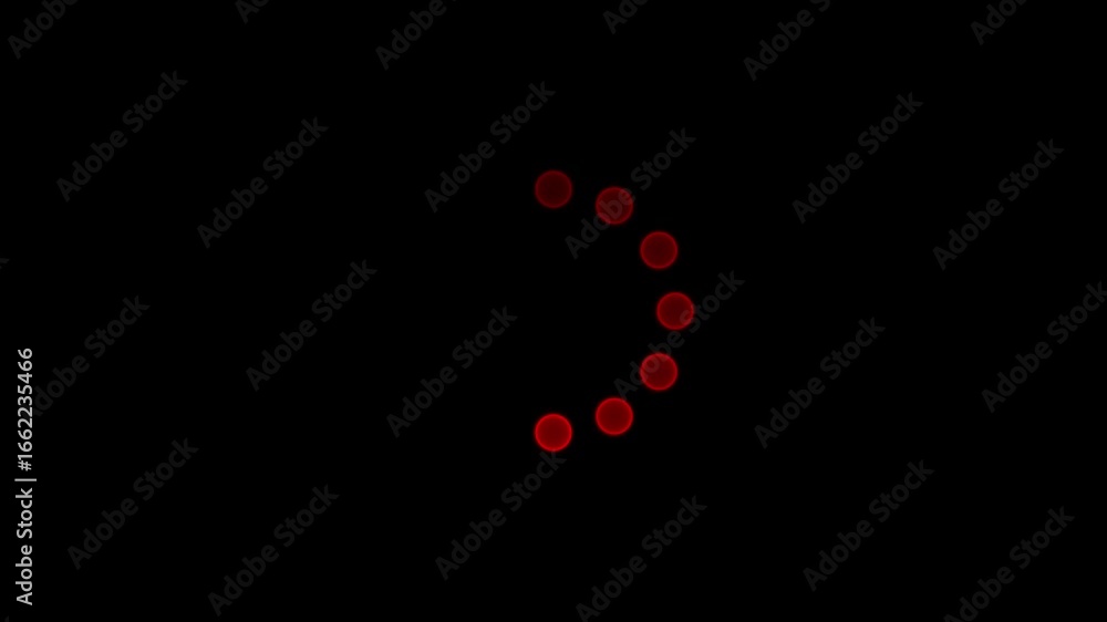Poster neon loading red color dots circle animation on black background. circle loading spinning. 4k video