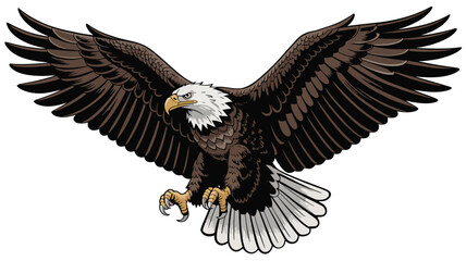 Obraz premium Majestic bald eagle in flight with outstretched wings