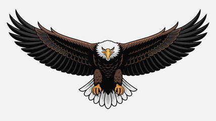 Fototapeta premium Majestic bald eagle in flight with wings spread wide