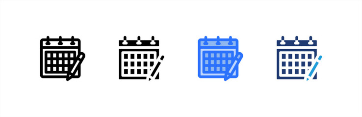 Planner icon set multiple style collection. Vector illustration.