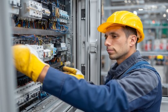 Skilled electrician showcasing expertise in commercial settings.