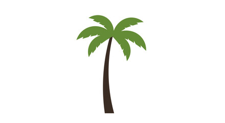 Obraz premium Simple flat design green palm tree on white background