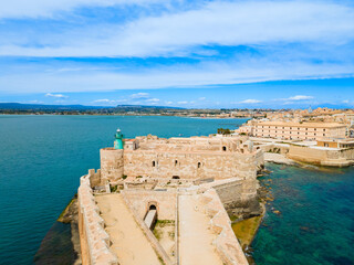 Maniace Castle and Citadel aerial panoramic view, Syracuse