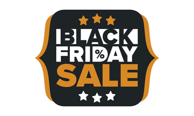 Black Friday. Sale up to 90% off. Biggest sale of the year. Special offer banner. Holiday shopping in United States. Super season deal in November. Discount badge. Creative vector template