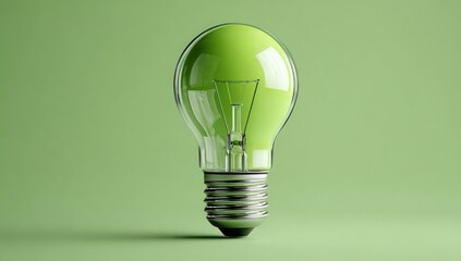 Lime-green lightbulb on a lime-green background