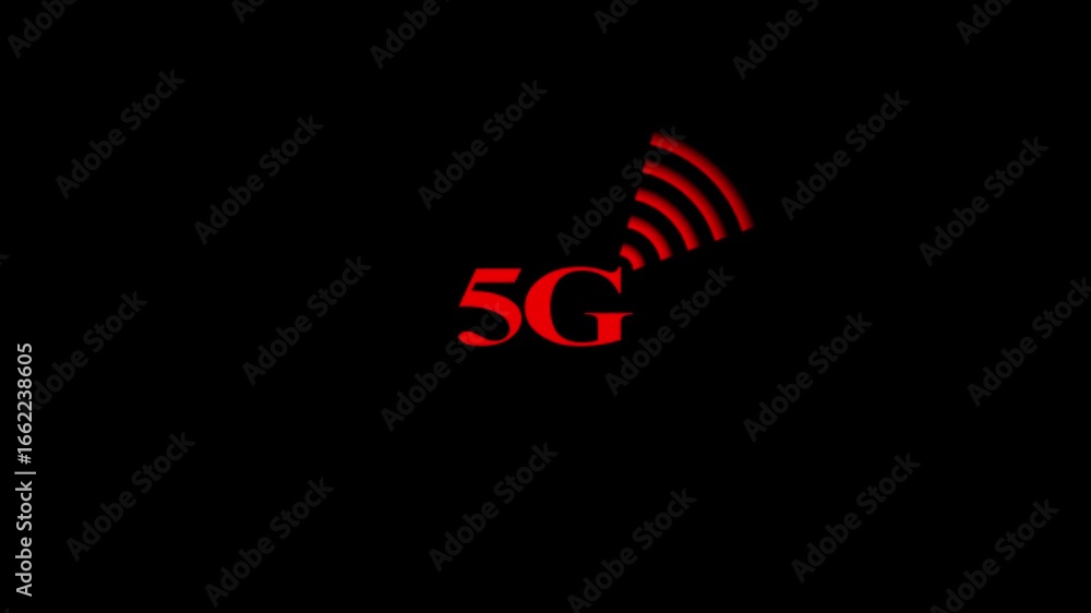 Poster 5g network signal animation. 5g network icon designed in flat icon. red color update the network sys