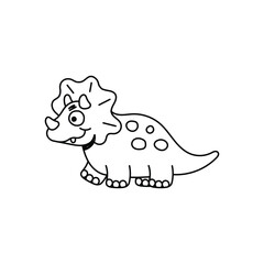 Cartoon Triceratops Dinosaur Vector - Fun Hand-Drawn Dino Character for Kids