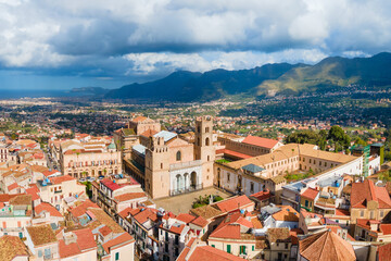 Obraz premium Monreale Cathedral or Duomo di Monreale aerial view, Palermo