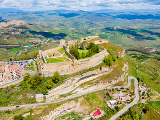 Castello di Lombardia aerial panoramic view, Enna