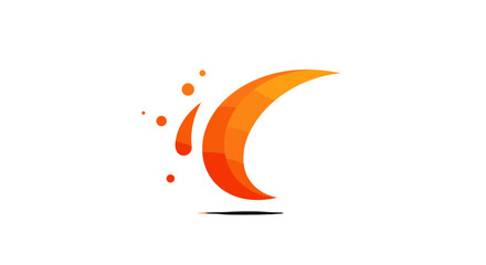 Obraz premium Abstract gradient logo with orange crescent and dynamic circles on white background