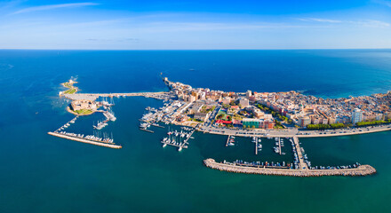 Trapani city port aerial panoramic view in Sicily