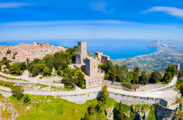 The Balio Towers aerial panoramic view in Erice