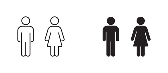 Man and woman outline and silhouette icon set . © Masuda Akthar