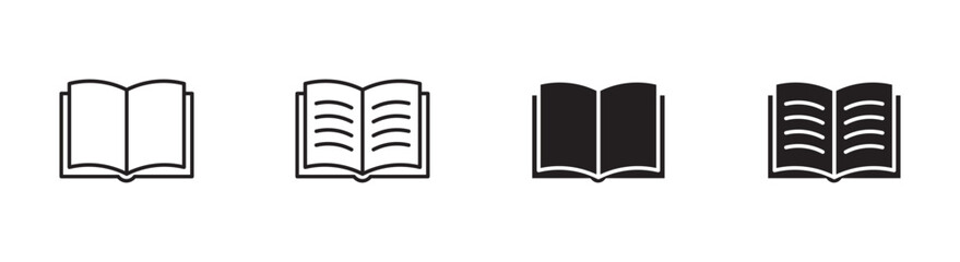 Open Book icon set. Simple book symbol. Vector 