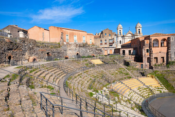 Roman Theatre of Catania in Catania city, Sicily