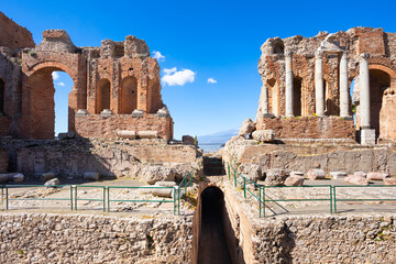 Taormina Ancient Theatre in Sicily island, Italy