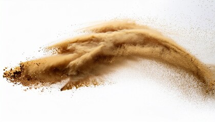 sand flying explosion golden sand wave explode abstract sands cloud fly yellow colored sand splash throwing in air white background high speed shutter throwing freeze stop motion