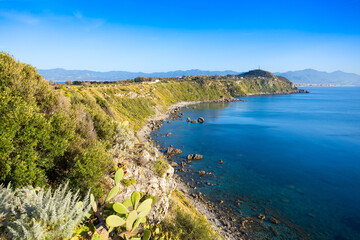 Capo di Milazzo aerial panoramic view, Sicily