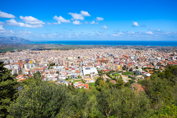 Obraz premium Alcamo town centre aerial panoramic view, Sicily