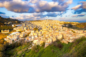 Calatafimi Segesta town aerial panoramic view, Sicily