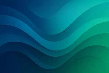 A modern abstract background with flowing, layered waves in a gradient from deep blue to teal and green. The smooth, rounded shapes create a sense of fluid movement and tranquility.